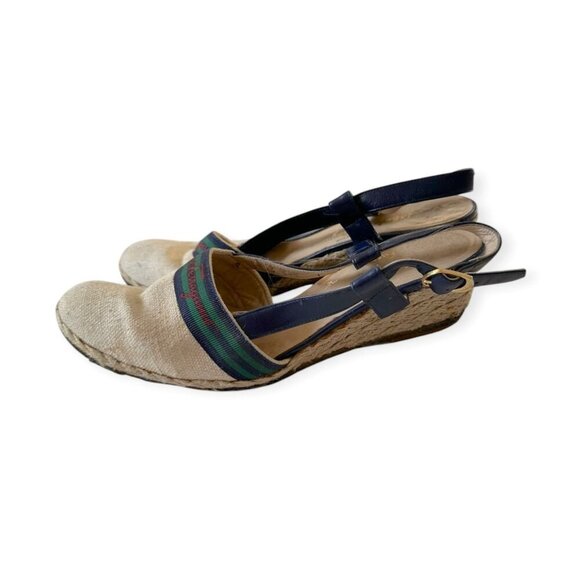 Vintage Salvatore Ferragamo Espadrille Wedge Sandals, Sie 7B, 80s-90s - Picture 4 of 12